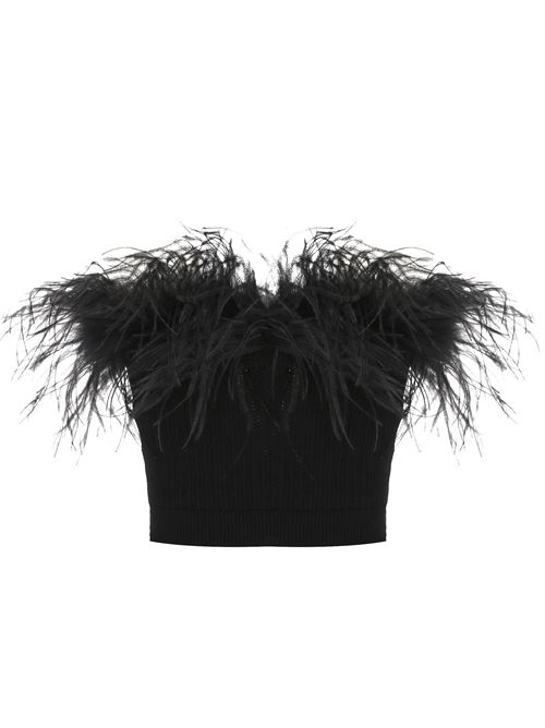 WOOL BLEND KNITTED BANDEAU WITH FEATHERS Alessandra Rich | FABX3873K43940060